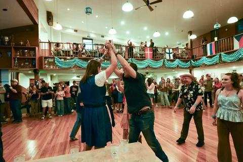 Participants celebrating with a high-five