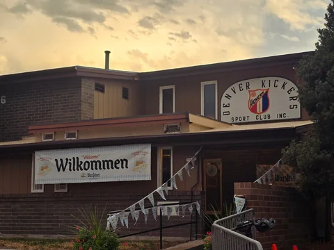 The Denver Kickers clubhouse entrance at dusk